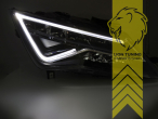 LED, mit LED Blinker, dynamischer LED Blinker, schwarz, nur passend für Fahrzeuge mit original Halogen Scheinwerfern, LED Abblendlicht / LED Fernlicht, elektrisch verstellbar - Stellmotor integriert, Eintragungsfrei / mit E-Prüfzeichen, Eintragungsfrei / mit R87 Zulassung als Tagfahrlicht